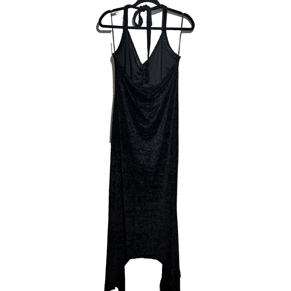Killstar Womens Gothic Velvet Halter Black Stretch Witchy Starry Eyed Maxi Dress - Picture 5 of 13